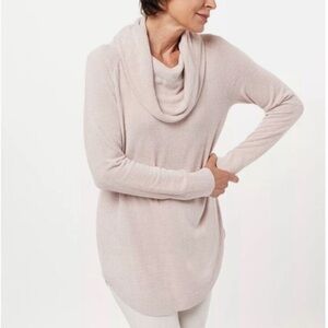 Barefoot Dreams Cozy Chic Ultra Lite Cowl Neck Cream Sweater Size Small